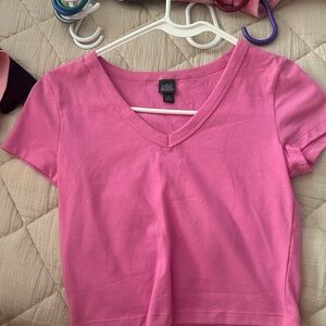 Xhilaration Pink Fitted Crop T-Shirt and V neck shirts